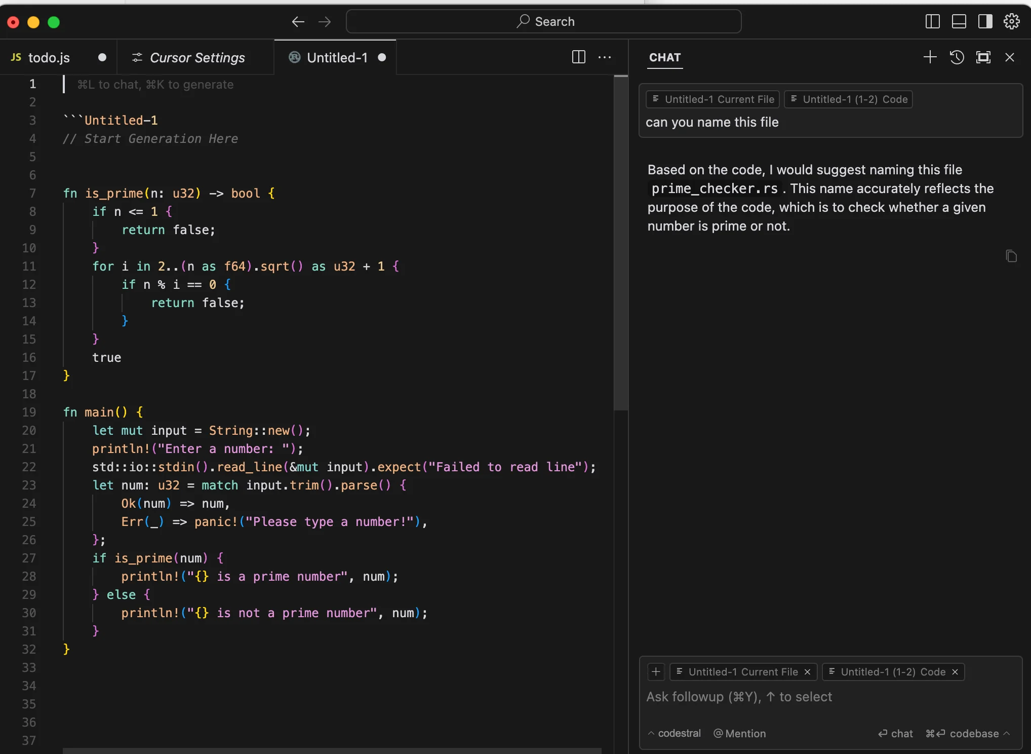 Cursor AI IDE 화면 - 가장 인기 있는 바이브 코딩 도구